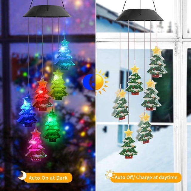 Colgante de Campanilla de Viento Navideña | Luces Led Multicolores | Decoración para Jardín | 70 Cm de Largo