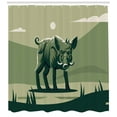 thumbnail image 3 of Ambesonne Razorback Shower Curtain, Abstract Wild Boar Pig, 69"Wx70"L, Sage Green Hunter Green, 3 of 3