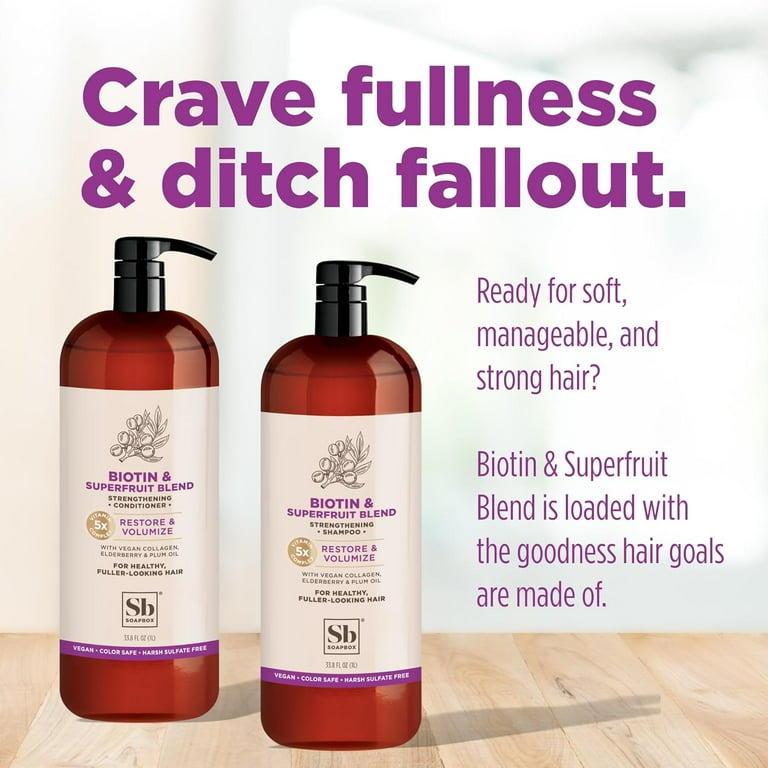 Soapbox Shampoo and Conditioner Set, Biotin, Vegan Collagen