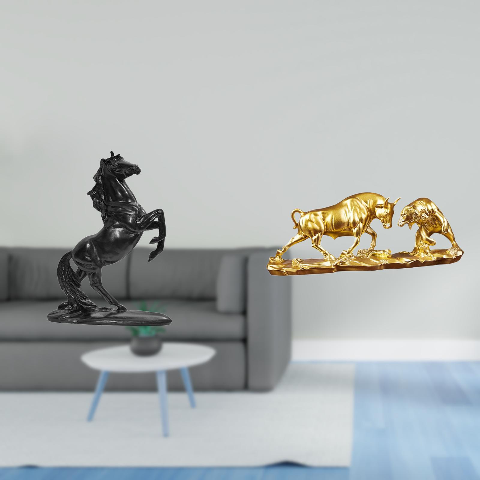 Dualoai Equestrian Bull Sculpture Ornaments for Bedroom and Desk Modern Chinese Animal Figurines Unique Landscape Artwork Gift Decor