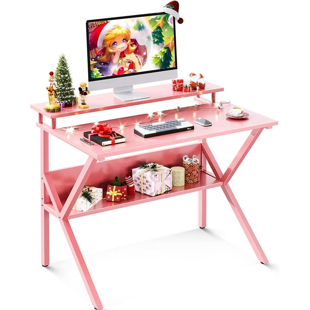 ODK Small Computer Desk, 27.5" Desk for Small Spaces with Storage