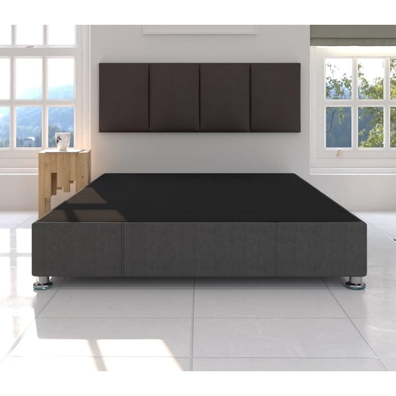 Dormez zzz Base Box de Madera en Tapiz linato Oxford Gris Individual para Cama Individuales