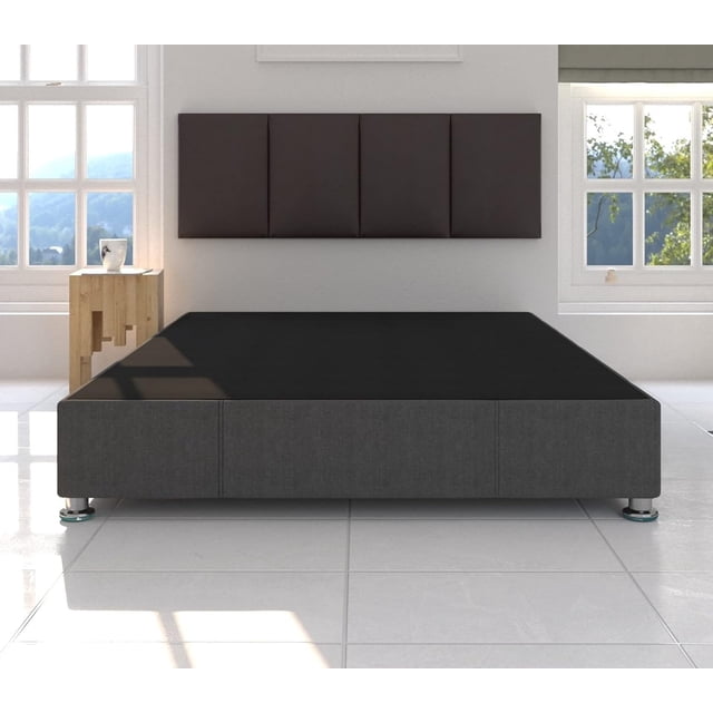 Dormez zzz Base Box de Madera en Tapiz linato Oxford Gris Individual para Cama Individuales