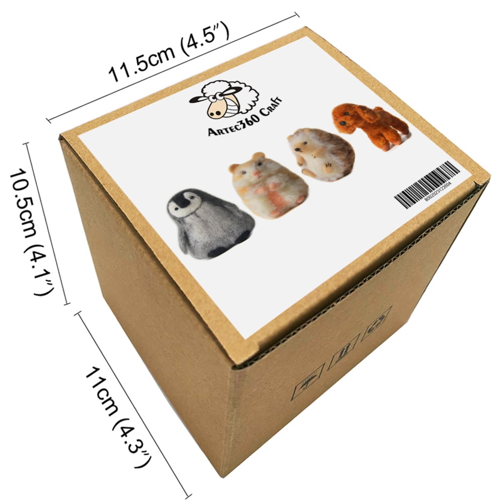 Feltsky Hedgehog Hamster Teddy Penguin 4 Animal Needle Felting Kits for Beginners Gift for Mother's Day