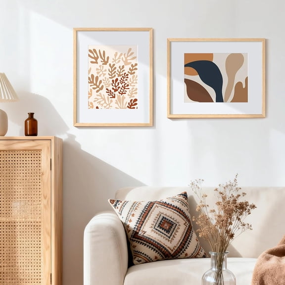 16x20 Frames Set of 3, Natural Solid Wooden Picture Frames, Display 11x14 with Mat or 16 x 20 Without for Vertical or Horizontal Wall Hanging