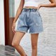 thumbnail image 5 of Puntoco Pantalones cortos de salón para mujer Pantalones cortos de mezclilla rectos con cintura elástica y tiro medio a la moda para mujer, 5 of 5