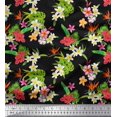 thumbnail image 1 of Soimoi Cotton Duck Fabric Monstera Leaves & Plumeria Floral Printed Craft Fabric by The Yard 42 Inch Wide, 1 of 1