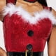 thumbnail image 3 of Disfraz de Papá Noel para mujer, sin mangas, con lentejuelas, retazos peludos, cinturón, vestido camisero con gargantilla, trajes de fiesta para juegos de rol, 3 of 5