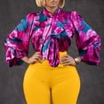 thumbnail image 2 of AURA Women Plus Size Floral Printed Two Piece Set Long Sleeve Shirt Wide Leg Pants Autumn Winter Outfit, 2 of 6