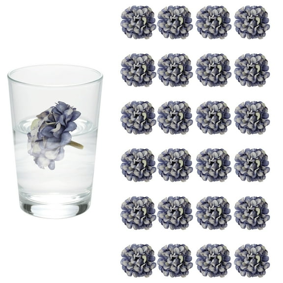 Uxcell 24Pcs Floating Flowers for Centerpieces, Blue Purple Hydrangea Silk Faux Flower Heads for Floating Candles Vases Filler Party Home Table Wedding Centerpieces Decoration