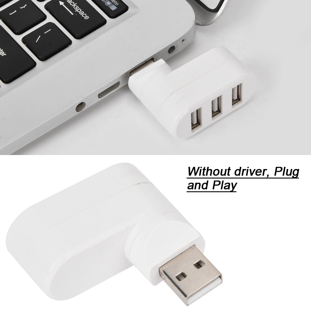 USB Hubs Ports USB 2.0 Mini Rotate Splitter Adapter Hub Slim Design Backward Compatible 3 Ports Black White