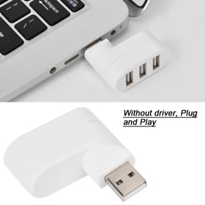 USB Hubs Ports USB 2.0 Mini Rotate Splitter Adapter Hub Slim Design Backward Compatible 3 Ports Black White