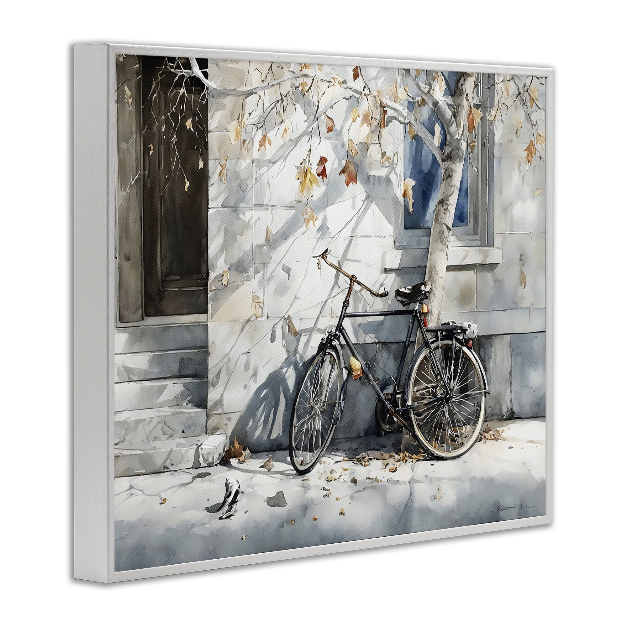 Stupell Industries Autumn Ride on Quiet Street White Framed Giclee Art, design by Franklyn Gregory