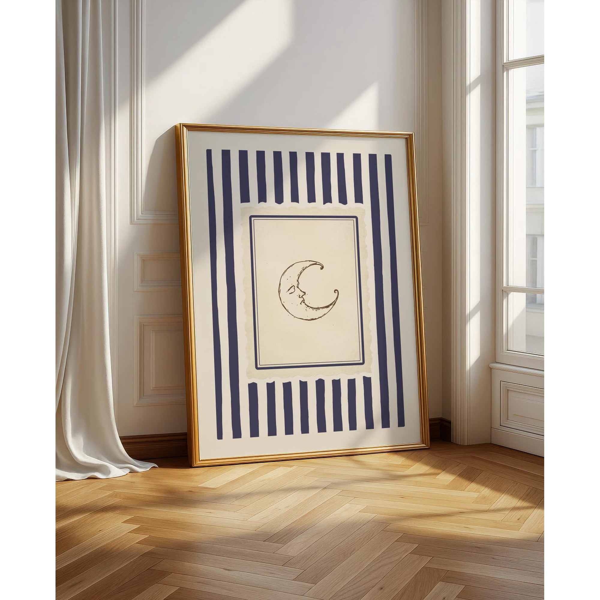 Crescent Moon Wall Art Print Celestial Night Decor