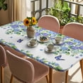 thumbnail image 3 of Purple Hydrangea Table Cloths for 5 Foot Rectangle Tables, Spring Eucalyptus Butterfly Pastoral Patio Waterproof Elastic Fitted Tablecloths, Washable Rectangular Table Cover for Camping, 3 of 8
