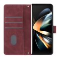 thumbnail image 4 of MonsDirect for 7.6 inch Samsung Galaxy Z Fold 3 2022 2021 Case, Slim Suede Leather Stand Folio Cover with Auto Sleep/Wake Card Slots & Hand Strap Anti-Fall Protective Case for Galaxy Z Fold 3, Red, 4 of 5