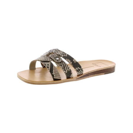 

Dolce Vita Womens Cait Faux Leather Snake Print Slide Sandals B/W 9 Medium (B M)