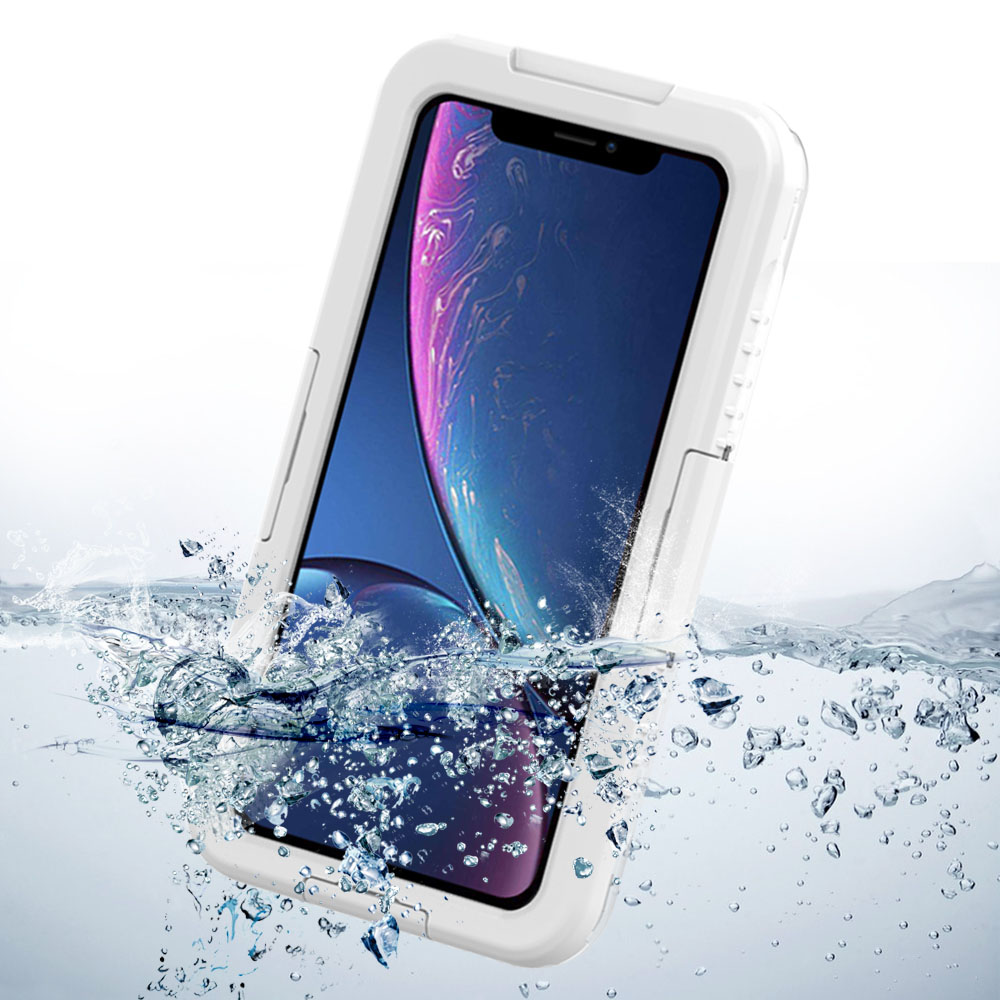 Premium Waterproof Sealed Hard Case for Apple iPhone XR with Plastic Screen Cover For Swimming, Camping, Outdoor Use (White)