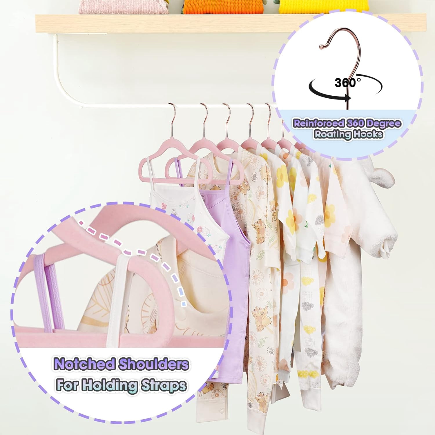 Baby Hangers Velvet 20 Pack-11.4 Inch,Baby Clothes Hangers Non Slip, Baby Hangers for Closet,Sturdy Infant/Toddler Hangers Pink Hangers
