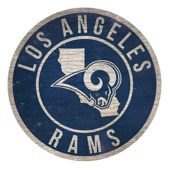 Fan Creations Los Angeles Rams Wood Sign 12 Inch Round State Design