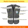thumbnail image 4 of TCCFCCT Reflective Safety Vest 9 Pockets High Visibility Vest for Men Women, Hi Vis Reflective Work Vest for Safety, Meets ANSI/ISEA Standards, (Grey, XX-Large), 4 of 6