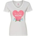 thumbnail image 3 of Inktastic World's Best Mom in Pink Heart with Flowers Women's V-Neck T-Shirt, 3 of 5