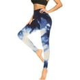 thumbnail image 3 of Jalioing Womens Yoga Leggings Stretchy High Waist Seamless Flattering Soft Tie-Dye Comfy Gym Trousers (Small, Dark Blue), 3 of 5