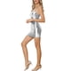 thumbnail image 4 of INSPIRE CHIC Vestido de fiesta mini brillante metálico para mujeres con tirantes de espagueti S Plata, 4 of 6