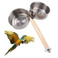 thumbnail image 2 of Bird Feeding Dish Cups, Bird Cage Water Bowl, Bird Wood Stand Perch with Food Water Feeding Bowl for Parrot Parakeet Cockatiel Cage Accessories, 2 of 6