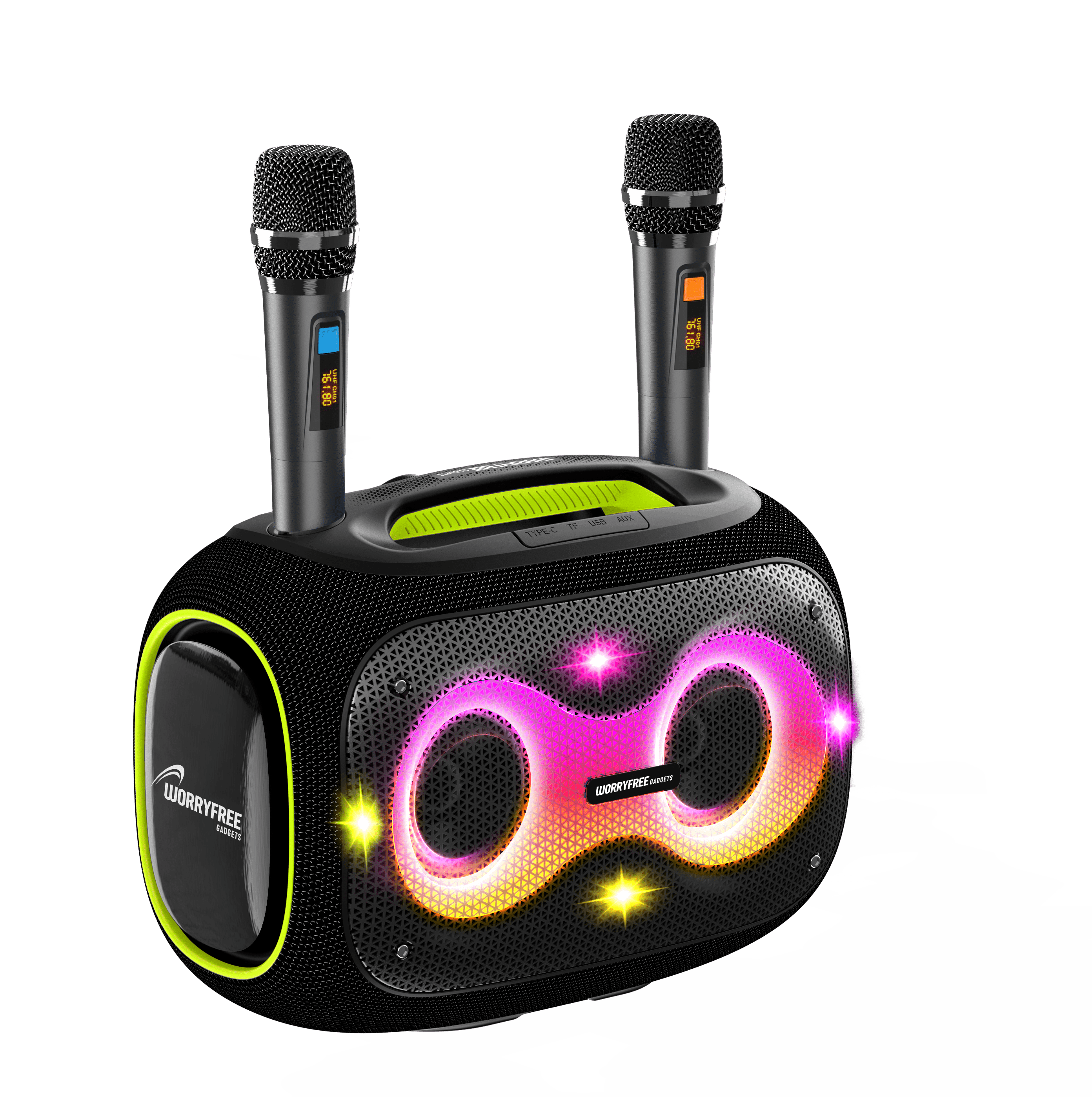 Mr DJ 2-Way Powered Portable Speaker with Microphone, Multicolor