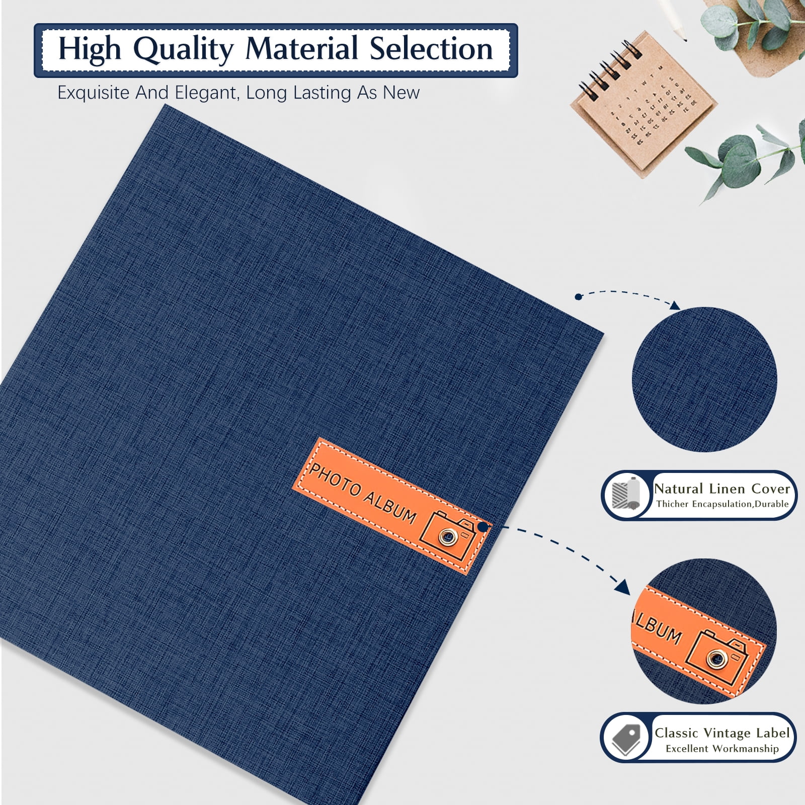 cherished memories 60 Pages Large photo album with self adhesive pages - perfect for photo paper 4x6 5x7 8x10, sticker book, and scrapbook supplies - stylish binder to preserve your moments