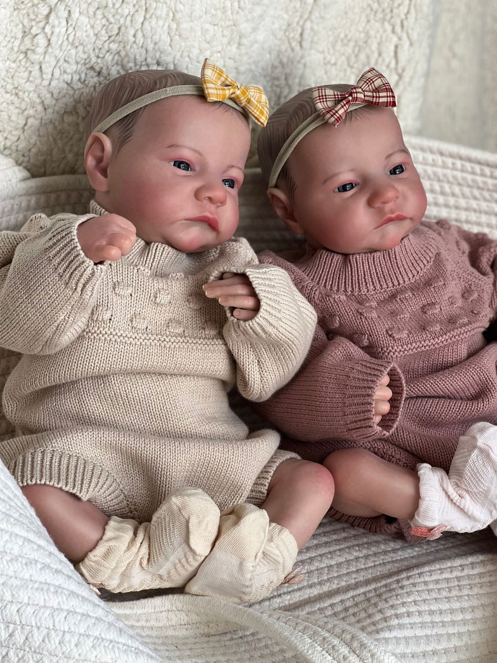 iCradle Reborn Baby Dolls 19 Inch Adorable Realistic Newborn Baby Doll Real Life Twins Baby Dolls Gift Set for Kids Age 3+