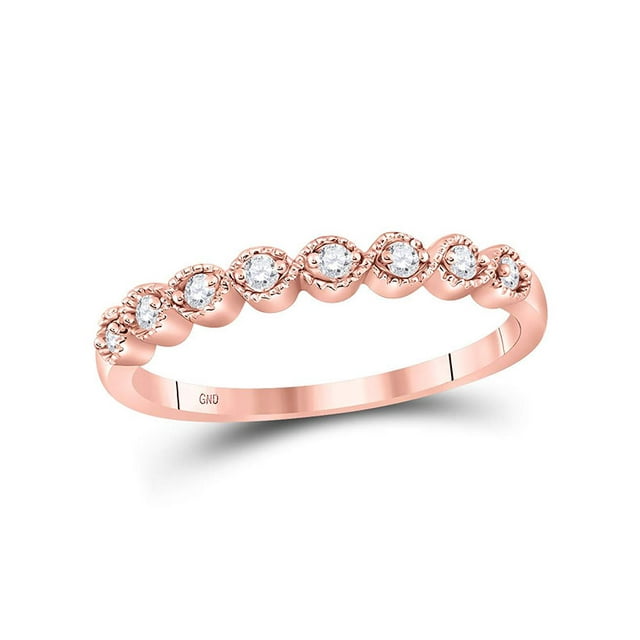 10kt Rose Gold Womens Round Diamond Stackable Band Ring 1/10 Cttw