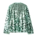 thumbnail image 2 of Uootdi Blazers for Women Girls Oversized Long Sleeve Sequin Blazers Jacket Sequin Wrap Tie Front Gift Cardigan Y2K Sparkly Jacke t Lace, 2 of 3