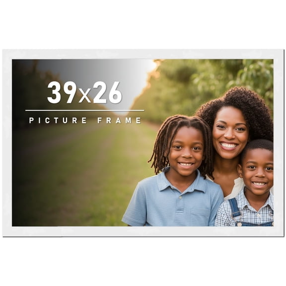 39x26 Frame White Solid Wood Picture Frame Includes UV Acrylic Shatter Guard Front, Acid Free Foam
