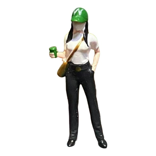 Figura de niña a escala 1/64, figura de gente de la calle, juego de rol, dioramas de resina, gente pequeña sombrero verde