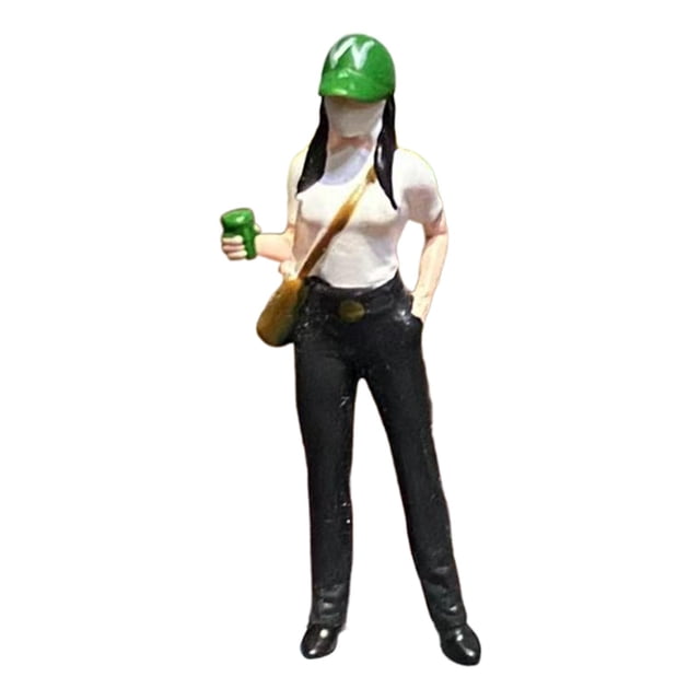 Figura femenina a escala 1/64, modelo de personas diminutas, dioramas, figuras de resina para personas de la calle. sombrero verde