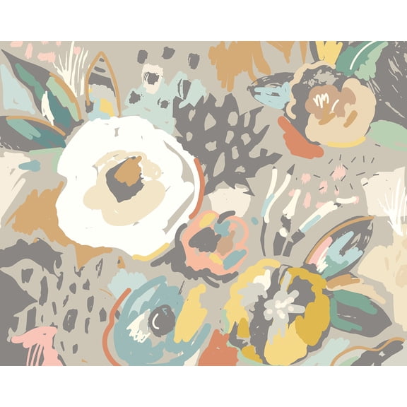 Origin Neutral Abstract Floral Wall Mural