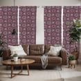 thumbnail image 2 of Ambesonne Floral Window Curtains, Hippie Flourishing Flowers, Each 28" W x 63" L, Chocolate Pink Purple, 2 of 5