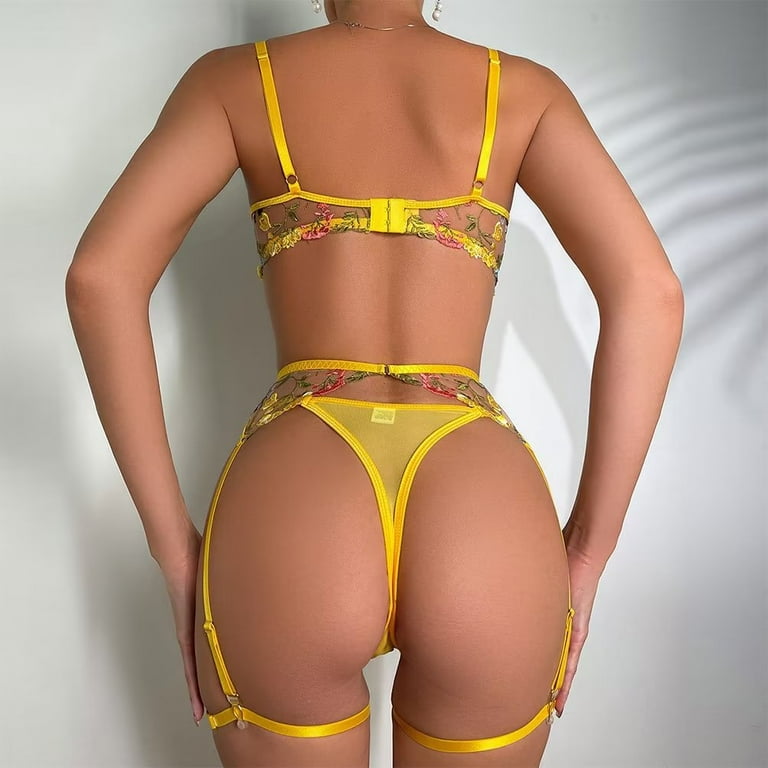 Women's Sexy Sheer Bra See Through Mesh Lingerie Set Transparent