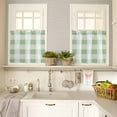 thumbnail image 4 of Sage Green Plaid Kitchen Curtain Set, Spring Farmhouse Buffalo Checkered Window Valance and Tiers 36" Length, Light Filtering Short Curtains Valance for Cafe Bathroom Bedroom 54"x18", 4 of 7