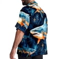 thumbnail image 3 of Starry Shark Men's Short Sleeve Hawaiian Beach Poplin Shirt Casual Printed Button Down Summer Unisex Shirt, 3 of 6