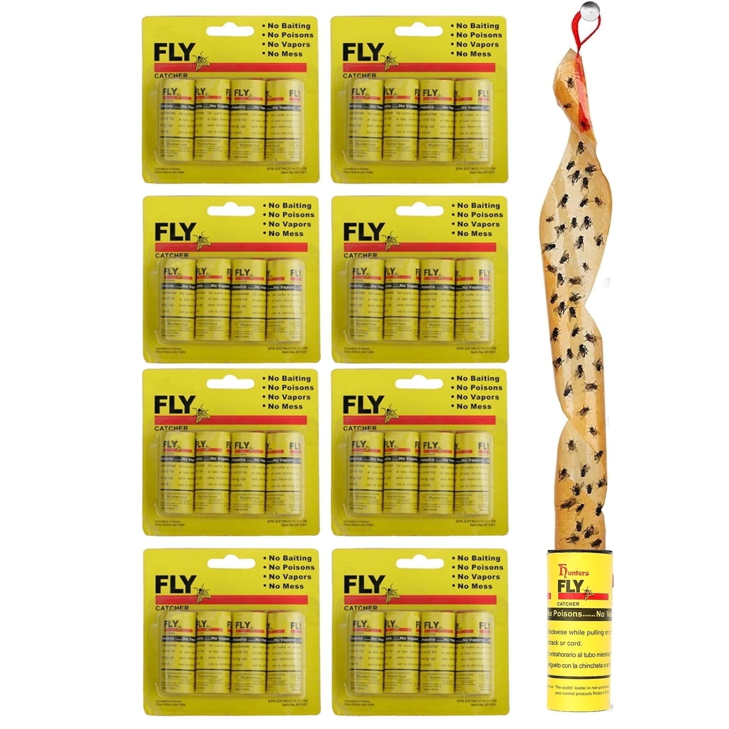 32 Pack Sticky Fly Trap Indoor, Fly Traps Outdoor Hanging, Fruit Fly Trap, Fly Strips Fly Tape Fly Killer Fly Catcher Fly Tape Catcher Ribbon for Home, Garden