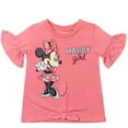thumbnail image 2 of Disney Minnie Mouse Toddler Girls 3 Piece Outfit Set: T-Shirt Shorts Scrunchy Coral / Blue 2T, 2 of 5
