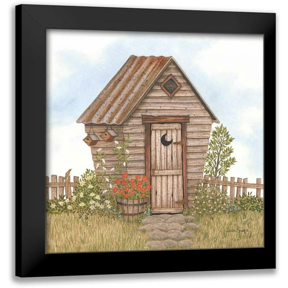 Spivey, Linda 12x12 Black Modern Framed Museum Art Print Titled - Garden Outhouses II