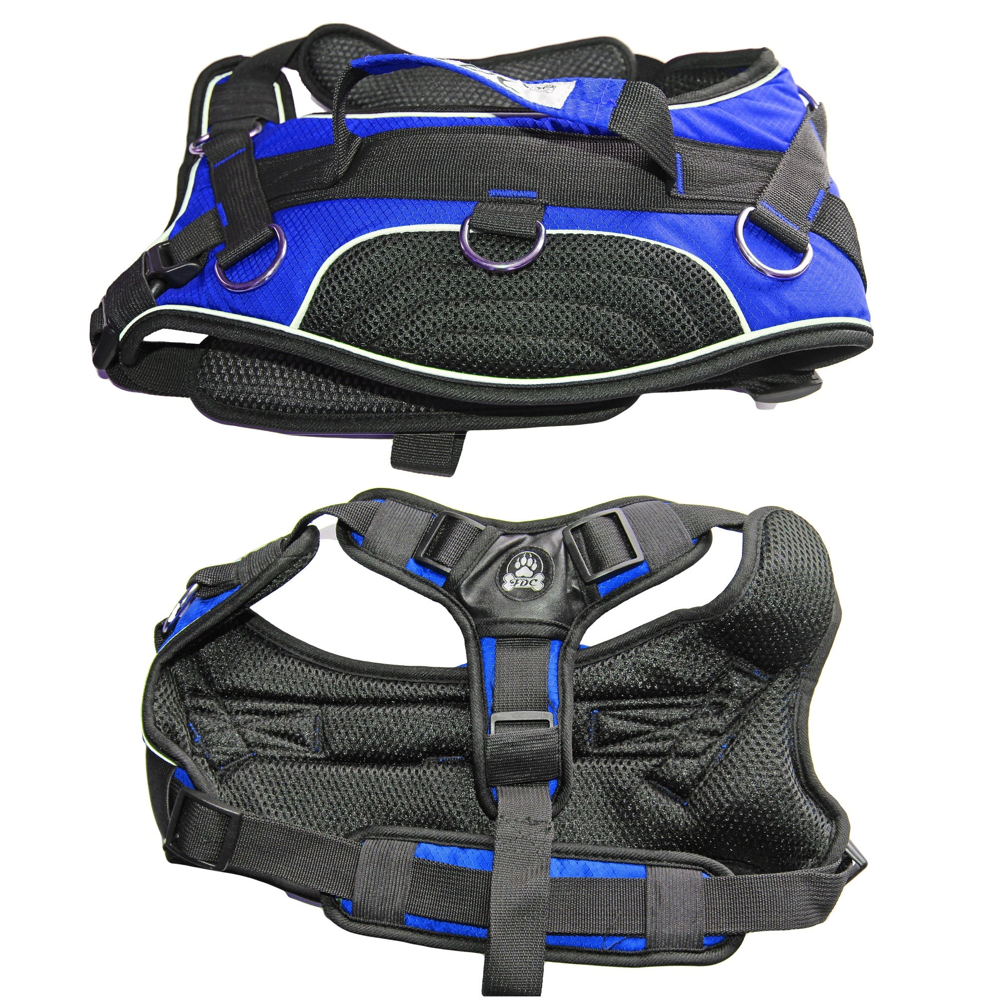 Durable Heavy Duty Padded No-Pull Dog Harness Handle Reflective Blue Sz Medium (chest 18" - 22")