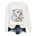 thumbnail image 5 of Oversized Sweatshirt for Women Halloween Lightweight Casual Ghost Graphic Crew Neck Long Sleeve Drop Shoulder Pullover Tops Y2K Clothes, 5 of 5