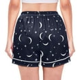 thumbnail image 3 of Women's Satin Pajama Shorts Moons and Stars with Pockets, Elastic Waist Sleep Lounge Shorts, 3 of 7