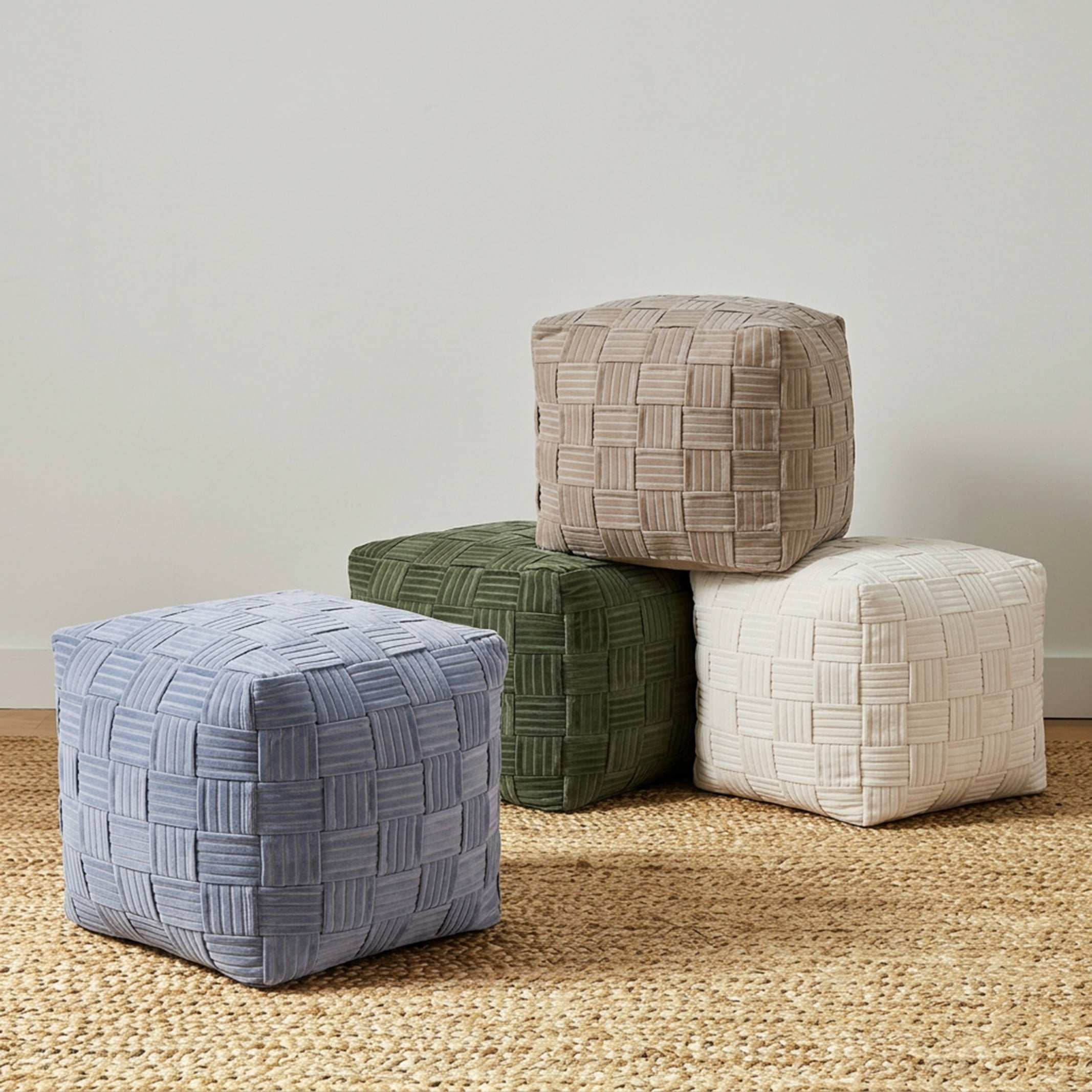 Better Homes & Gardens Velvet Woven Pouf Cover, Latte Swirl