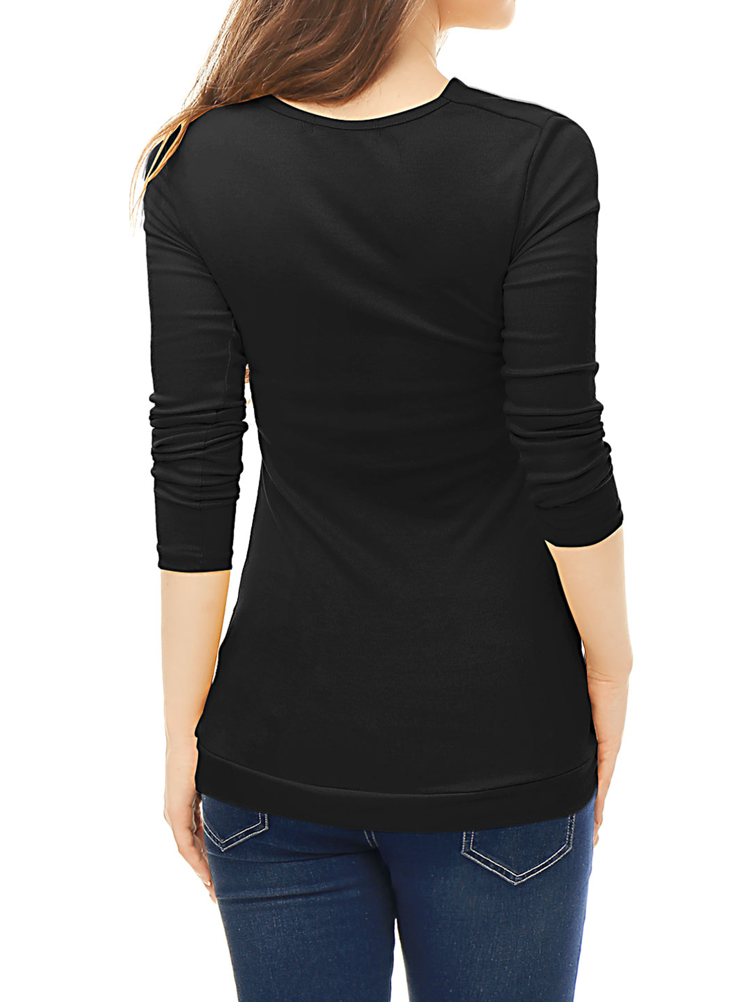 DARING DIVA Women's Cowl Neck Side Ruched Tunic Top L Black